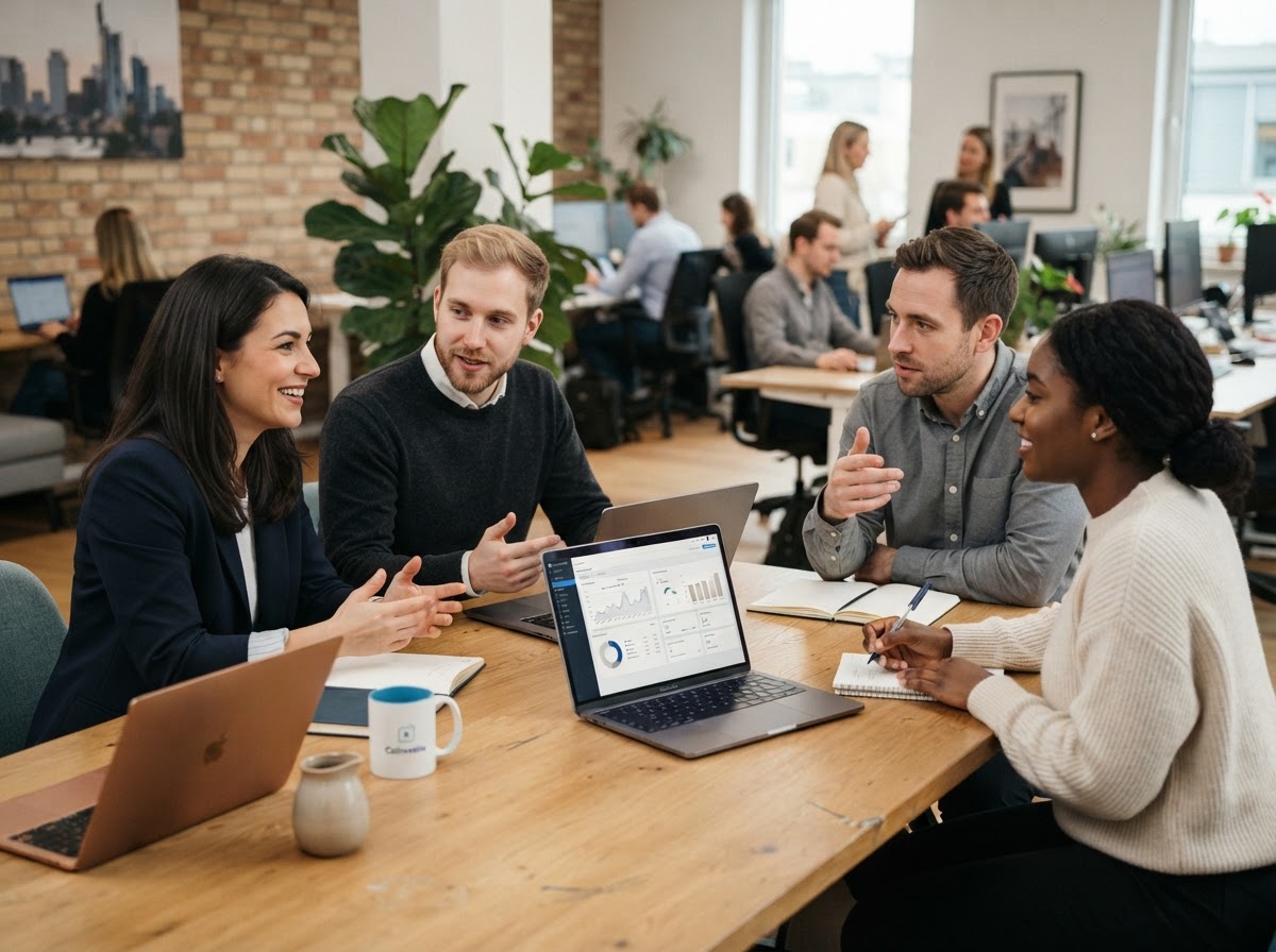 Coinvestix Team bei der Entwicklung von Analysemodellen im Büro